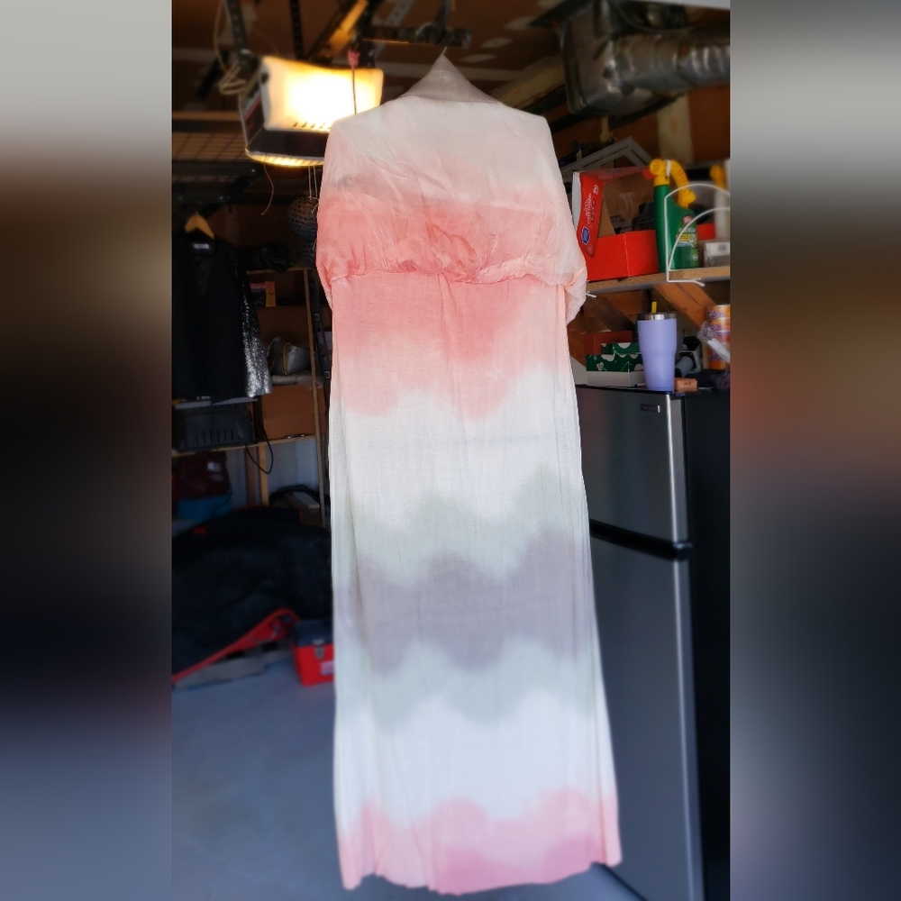 Silk Strapless TIE-DIE Maxi Dress - Picture 7 of 14